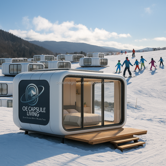 40 Fthotel Prefabricated Modular Steel Space Capsule House Rumah Kontainer Mobile Dengan Toilet Untuk 5 Orang Kamar Tidur 6