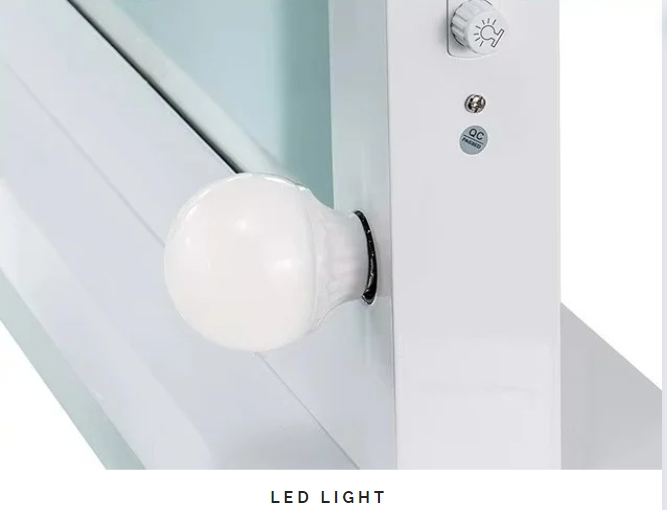 Cermin Rias Rias Rias Bingkai Logam Layar Sentuh 14 Bohlam Dengan Lampu Cermin Rias Led 10