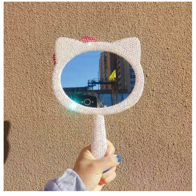 High Grade Shining Rhinestone Handhold Mirror untuk Makeup Gadis dalam Gaya Desain Morden