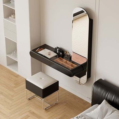 Villa Kamar tidur kecil hitam make-up Meja kesombongan Dengan laci Dan lampu LED