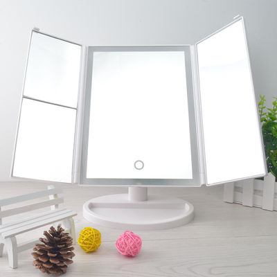Layar sentuh LED Trifold Vanity Mirror 10x Tercahya Layar Lipat Perjalanan