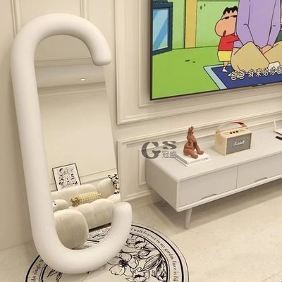 Putih Dekoratif Full Length Lantai Led Cermin untuk Dekorasi Kamar Mandi di ruang tamu