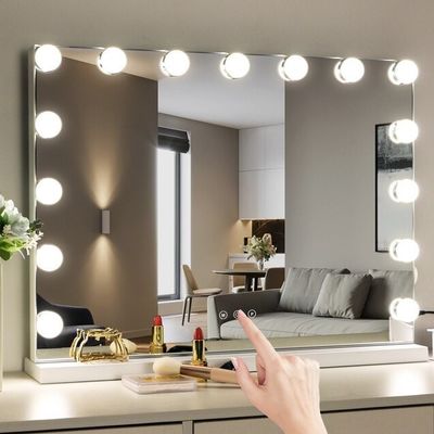 Cermin besar Hollywood dan lampu 50x memperbesar untuk make-up rumah