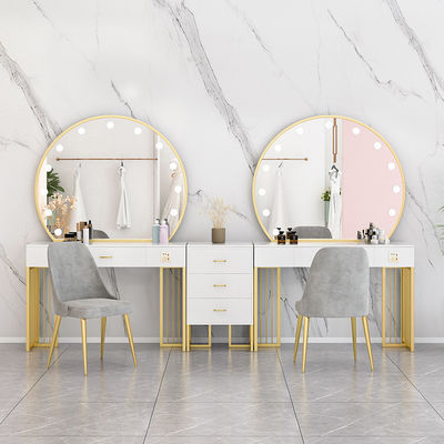 Nordic Standing Hollywood Mirror And Desk Dressing Table Dengan Laci