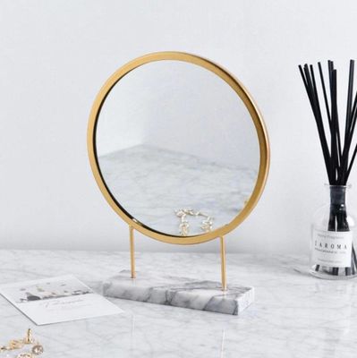 Round Pocket Magnifying Makeup Mirror Untuk Meja Vanity Custom
