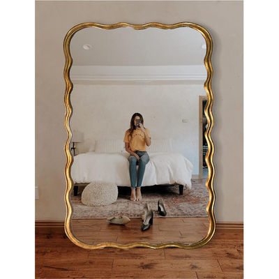 Lantai bergelombang mirror Frame kayu 600mm Untuk dekorasi kamar tidur modern