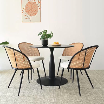 Meja makan tanpa lengan Rattan Kayu Dengan Kursi Wicker Custom