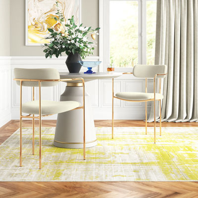 Kontemporer Round Dinette Sets Velvet Pampulled Kursi Lengan Untuk Rumah
