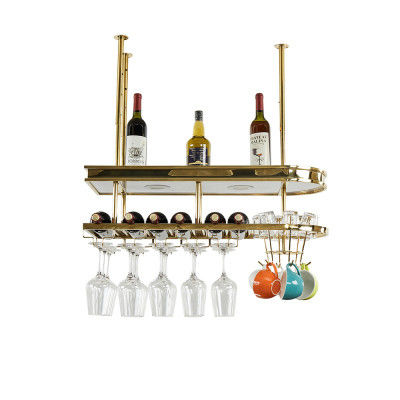 Acrylic Bar Emas Wine Holder Kaca Rak Penyimpanan rangka stainless steel