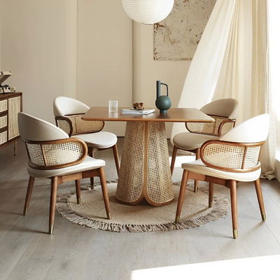 80x80 Kayu Solid Pedestal Ruang Makan Meja Bundar Set
