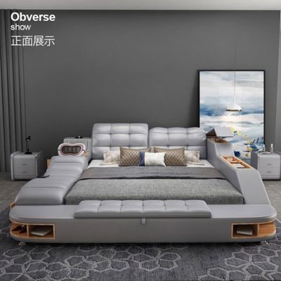 Kulit Luxury Set Kamar Tidur Tufted Tempat Tidur Lapisan Desain Modern