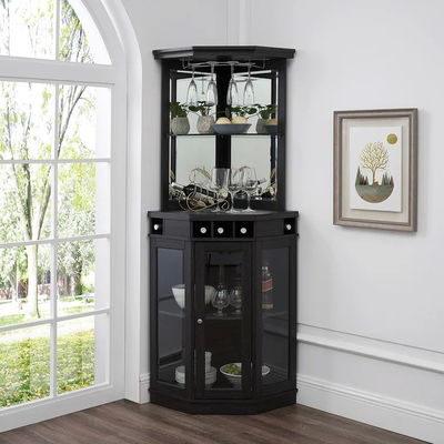 Modern Bar Corner Wine Rack Cabinet Counter Kayu OEM