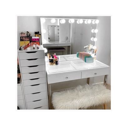 RoHS LED Hollywood Mirror Meja rias meja diatur
