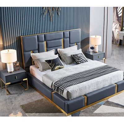 Katil Kulit Berlapis Modern King Set Kamar Tidur
