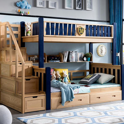 Kayu Anak Remaja Tempat Tidur Bunk Twin Over Full Kamar Tidur Sets OEM