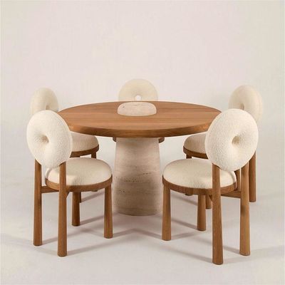Kursi Makan Kayu Oak Cashmere Lamb Velvet Untuk Kantor Modern