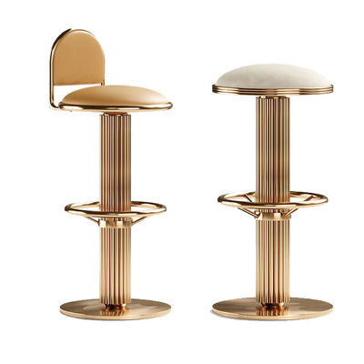 Bar Swivel Counter Stools Lapisan Kulit Kursi Metal Tinggi Velvet Counter