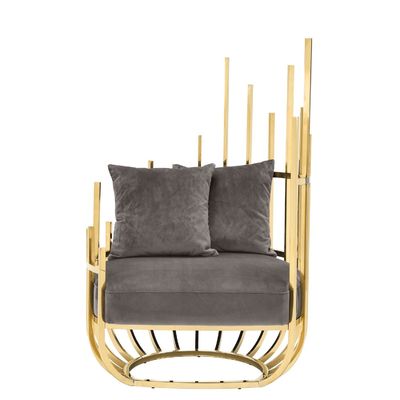 Eichholtz Santorini Velvet Single Sofa Kursi Seater Dengan rangka dan kaki stainless steel