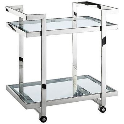 Baja tahan karat minimalis Bar Trolley On Wheels Untuk Apartemen Minuman