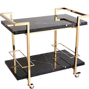 Marble Top Minuman Trolley Hitam Trolley Rattan Bar Cart