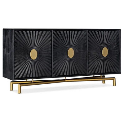 Disesuaikan 40 Inch Buffet Cabinet Hitam TV Sideboard Bahan MDF