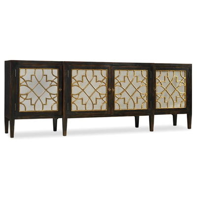 Black Mirror Credenza Cabinet Sideboard Organizer Set Untuk TV ruang tamu