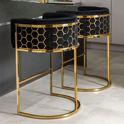 Modern Custom ruang tamu kursi Baja tahan karat Bar furnitur dengan dasar Chrome tinggi