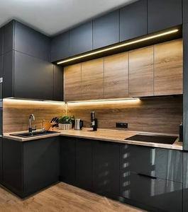 Corner Dapur MDF Lemari Pantry Putih Hitam Modular