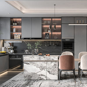 Kayu Solid Lemari Modular Dinding Lemari Dapur Modular Pantry Finish Lak