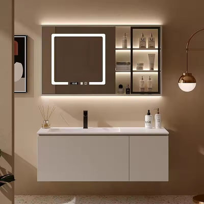 Modern persegi panjang wastafel Vanity Unit Cabinet Combo Untuk kamar mandi Toilet