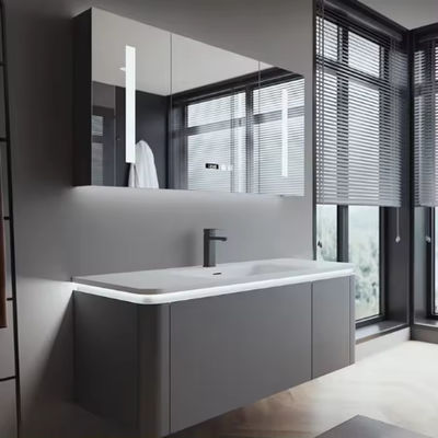 Custom dinding dipasang kamar mandi lemari 60 Inch Vanity Single wastafel
