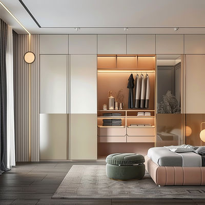 Warna yang disesuaikan Pakaian Modern Lemari Pakaian Kayu Padat Bangun Lemari untuk Rumah Perabotan Ekonomi