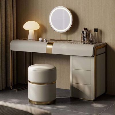 Meja rias set cermin dengan lampu untuk kamar tidur dan kesombongan meja laci desain furnitur