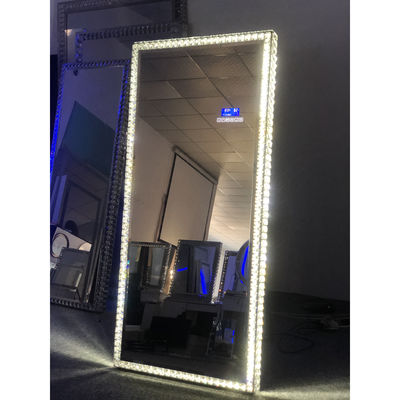 Led Light Up Full Length Floor Mirror Untuk Kamar Tidur Salon Vanity Kristal