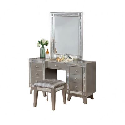 Modern Mirrored Bedroom Makeup Vanity Table Dresser Set Dengan Bangku