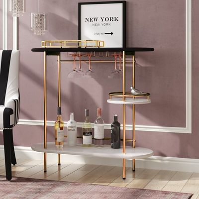 ODM Black Gold Rolling Drinks Trolley untuk Dapur