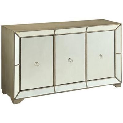 Kontemporer 3 Pintu Buffet Cabinet Mirror Sideboard Unit Furnitur Rumah