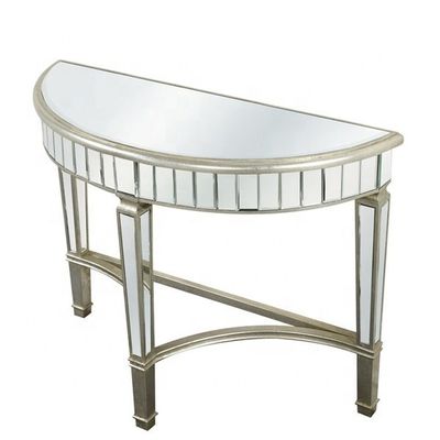 Perhiasan Antique Silver Mirrored Demilune Console Meja Custom