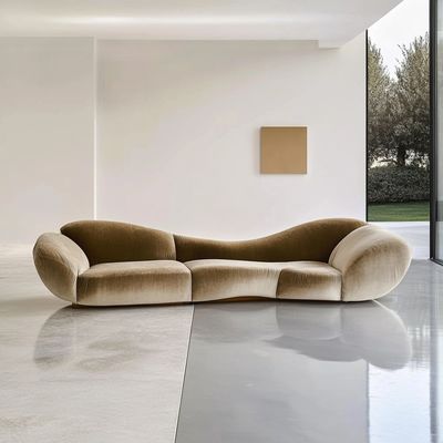 Sofa Sudut Gaya Velvet Desain Modern Ruang tamu berbentuk U Hotel Cahaya Mewah Kombinasi Modular