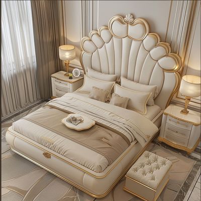 Rumah Kamar Tidur Furnitur King Size Desain Modern Tempat Tidur Double Mewah Dengan Ukuran Disesuaikan