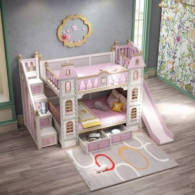 Perabot Kamar Tidur Biru yang Wajib Dimiliki Kayu Solid Dan MDF Ranjang Susun Untuk Anak Laki-Laki Warna Biru