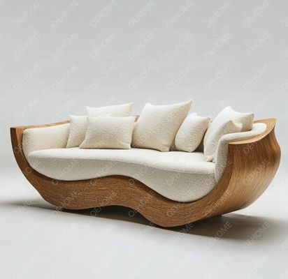 Set Sofa Kayu Ruang Tamu Furnitur Taman Melengkung Dengan Desain Modern Dan Pilihan yang Dapat Disesuaikan