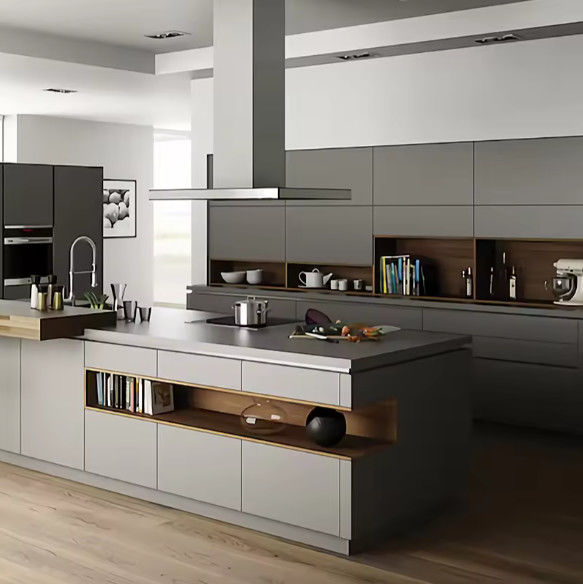 Kayu Solid Lemari Modular Dinding Lemari Dapur Modular Pantry Finish Lak 0
