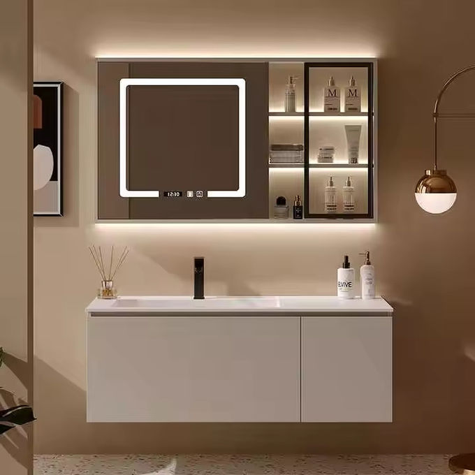 Modern persegi panjang wastafel Vanity Unit Cabinet Combo Untuk kamar mandi Toilet 0