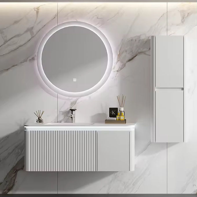 Rektangle Kayu Kamar Mandi Vanity Sink Unit 18 Inch Desain kompak 0