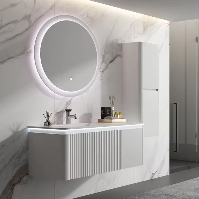 Rektangle Kayu Kamar Mandi Vanity Sink Unit 18 Inch Desain kompak 1