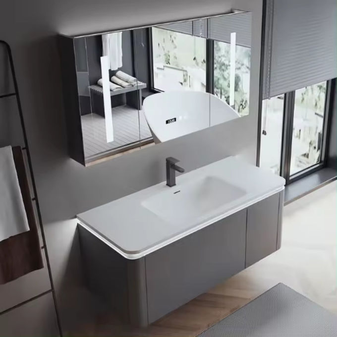 Custom dinding dipasang kamar mandi lemari 60 Inch Vanity Single wastafel 0
