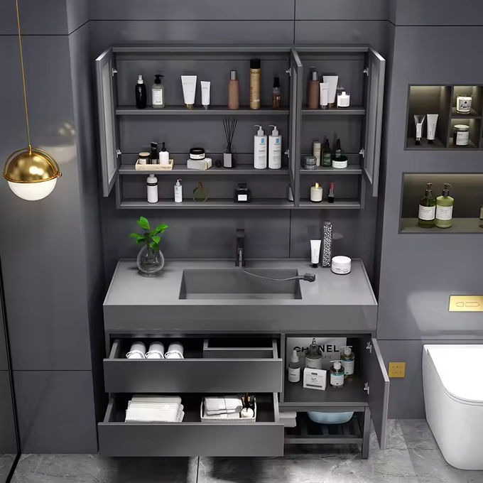 Ruang pakaian Kamar mandi terapung Vanity Toilet Sink Unit Dinding dipasang 0