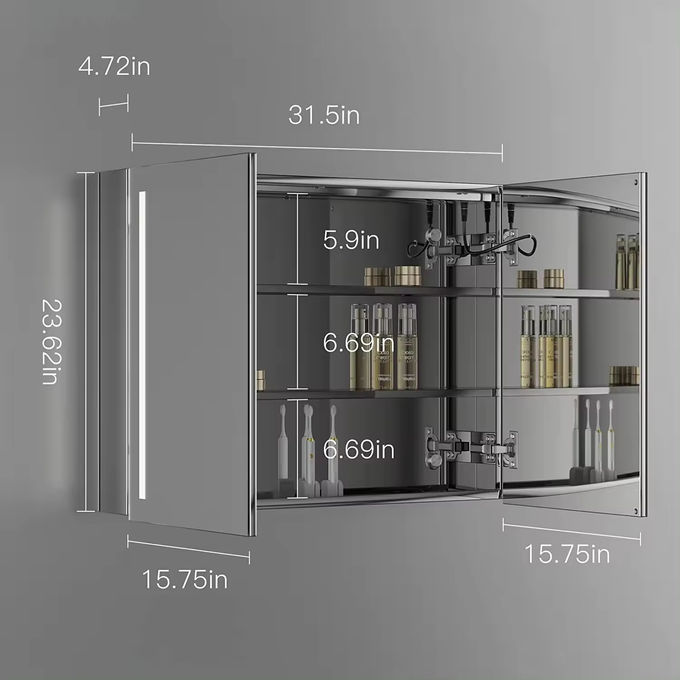 OEM Makeup Wall Hang Sink Vanity LED Mirror Dengan Basin Resin 1