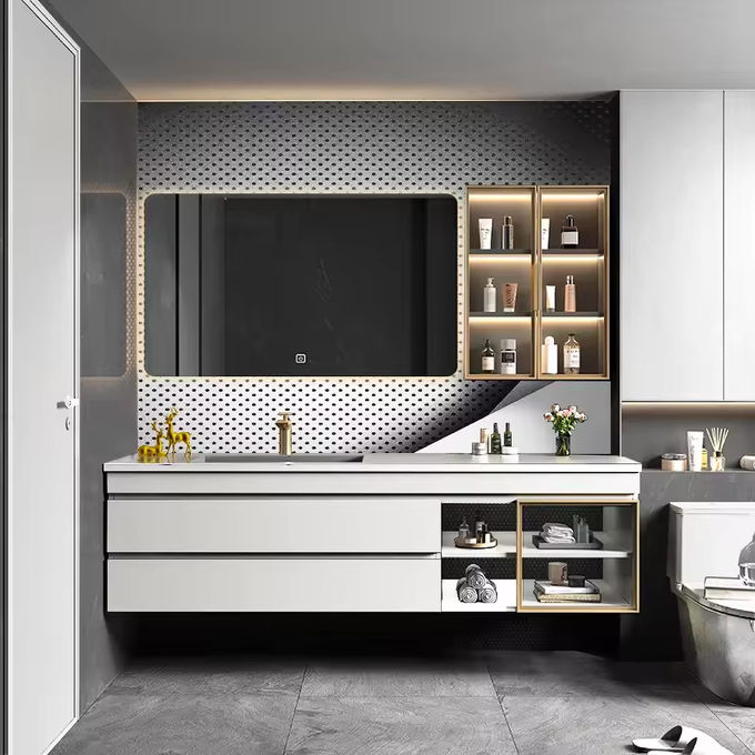 Ruang pakaian Kamar mandi terapung Vanity Toilet Sink Unit Dinding dipasang 1